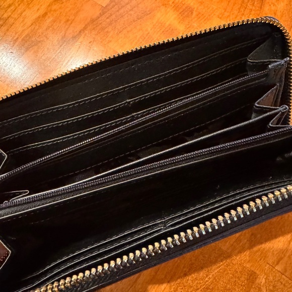 Rebecca Minkoff Black Quilted Wallet with Gold Accents